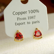 18K Gold Plated + Deep Garnet Red Zirconia