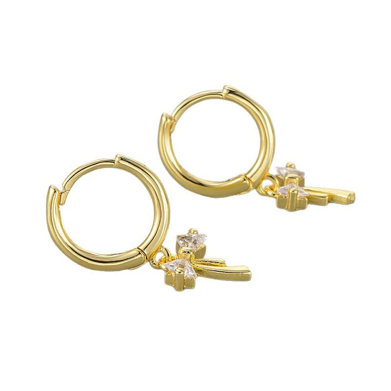 Sweet Bow Knot Stud Earrings For Women In Silver Featuring Copper Material