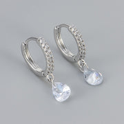 Inlaid Diamond Water Drop Earrings/White Gold White Diamond