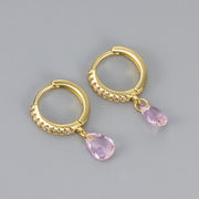 Diamond Drop Earrings/Gold Pink Diamond