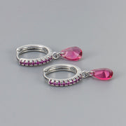 Diamond-encrusted Water Drop Earrings/White Gold Red Diamond