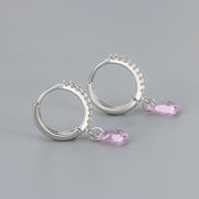 Diamond Drop Earrings/White Gold Pink Diamonds