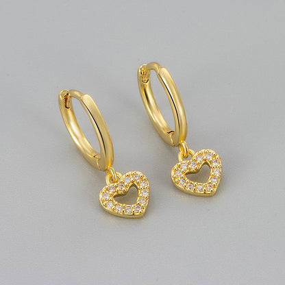 Heart Hoops Earrings For Women Featuring Heart Shape Design In Copper Material With New Style And Golden Tassel Accents