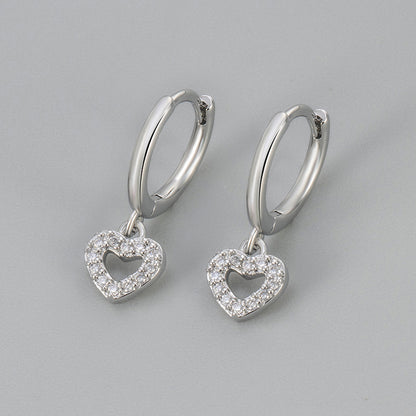 Heart Hoops Earrings For Women Featuring Heart Shape Design In Copper Material With New Style And Golden Tassel Accents
