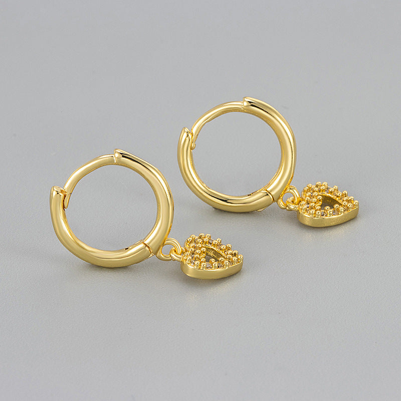 Heart Hoops Earrings For Women Featuring Heart Shape Design In Copper Material With New Style And Golden Tassel Accents