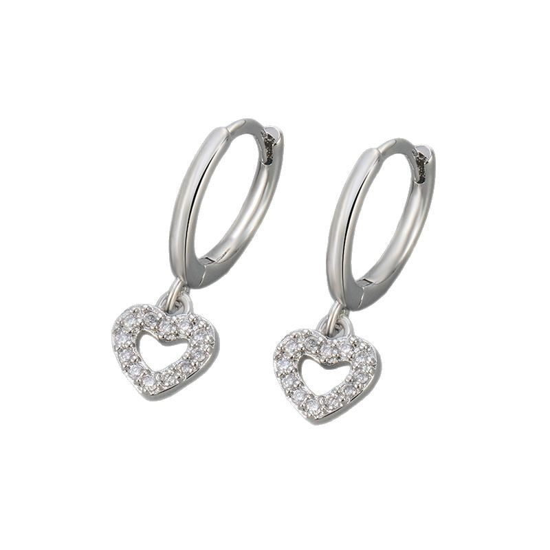 Heart Hoops Earrings For Women Featuring Heart Shape Design In Copper Material With New Style And Golden Tassel Accents