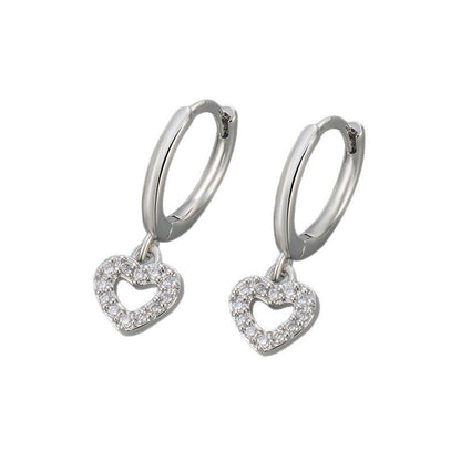 Heart Hoops Earrings For Women Featuring Heart Shape Design In Copper Material With New Style And Golden Tassel Accents