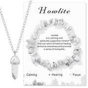 White Pine Gravel + White Pine Hexagonal Column Necklace + Howlite Card