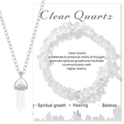 White Crystal Stone + White Crystal Hexagonal Pillar Necklace + Clear Quartz Card
