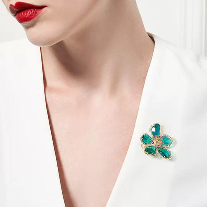Golden Flower Pin Brooch, Elegant Floral Jewelry Accessory For Women