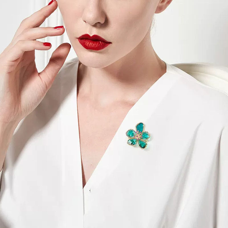 Golden Flower Pin Brooch, Elegant Floral Jewelry Accessory For Women