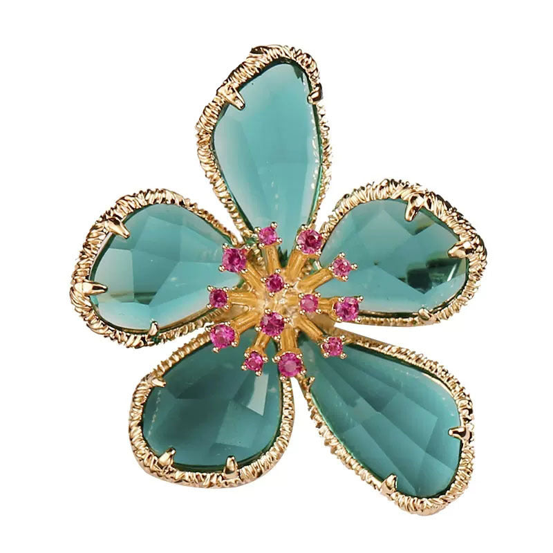 Golden Flower Pin Brooch, Elegant Floral Jewelry Accessory For Women