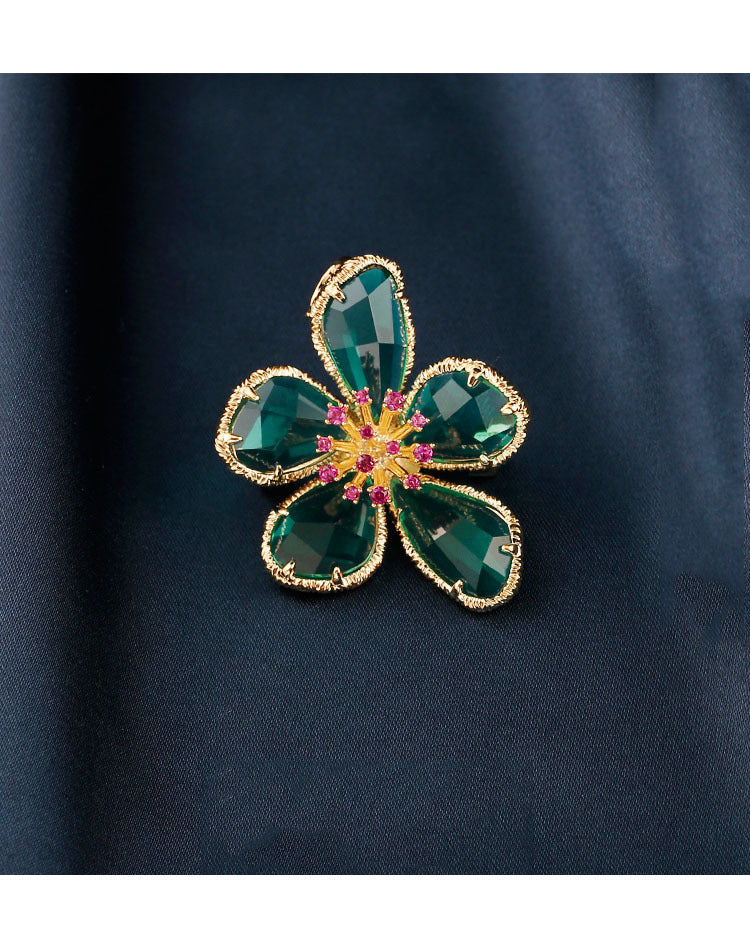 Golden Flower Pin Brooch, Elegant Floral Jewelry Accessory For Women