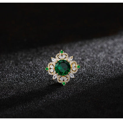 Flower Pin Brooch Featuring Zircon Inlay In Elegant Green Color