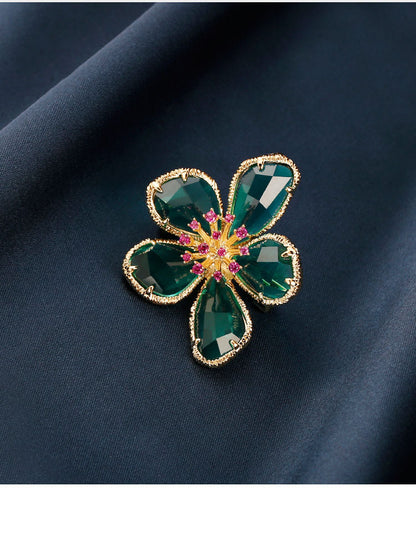 Golden Flower Pin Brooch, Elegant Floral Jewelry Accessory For Women