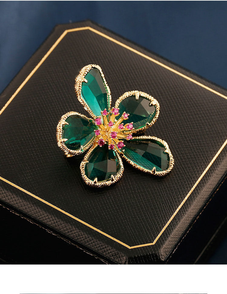 Golden Flower Pin Brooch, Elegant Floral Jewelry Accessory For Women