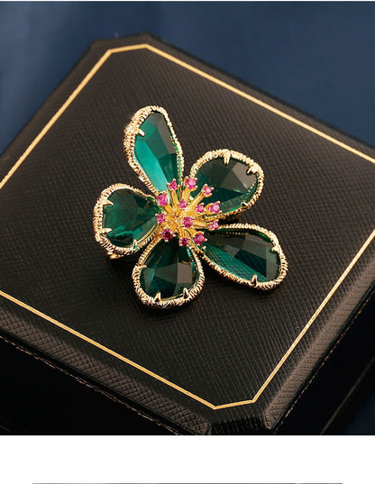 Golden Flower Pin Brooch, Elegant Floral Jewelry Accessory For Women