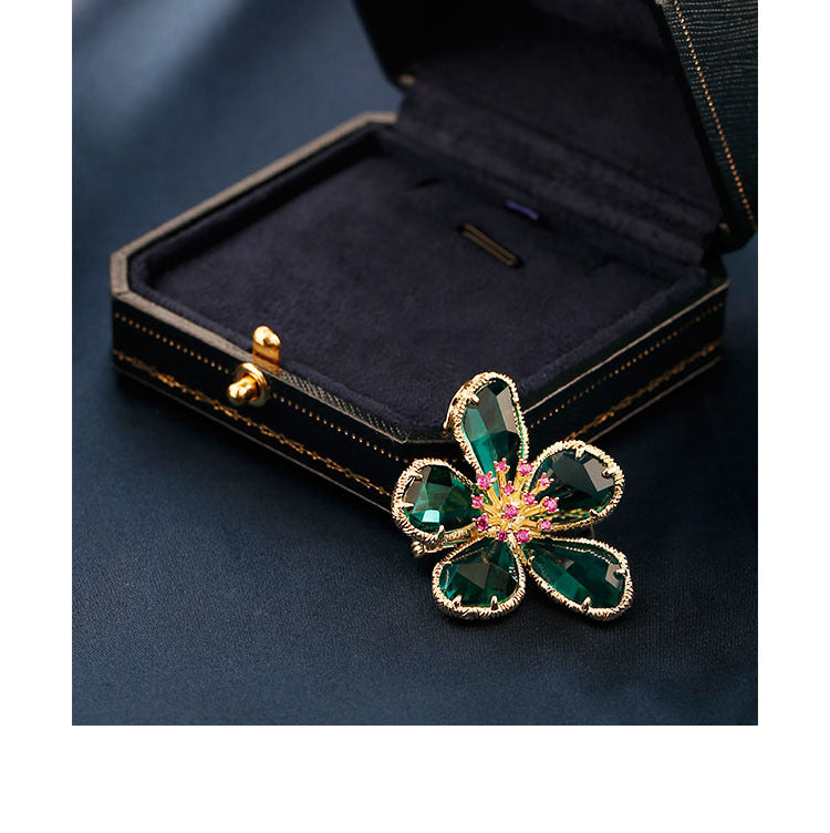 Golden Flower Pin Brooch, Elegant Floral Jewelry Accessory For Women