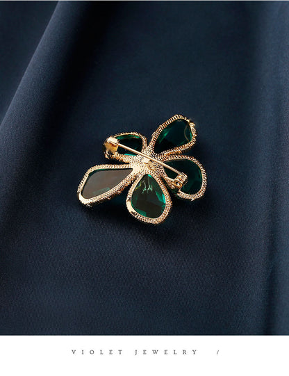 Golden Flower Pin Brooch, Elegant Floral Jewelry Accessory For Women