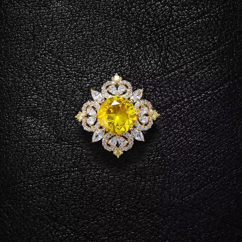 Flower Pin Brooch Featuring Zircon Inlay In Elegant Green Color
