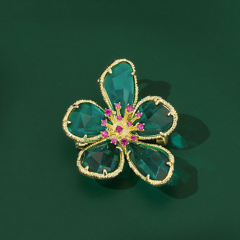 Golden Flower Pin Brooch, Elegant Floral Jewelry Accessory For Women