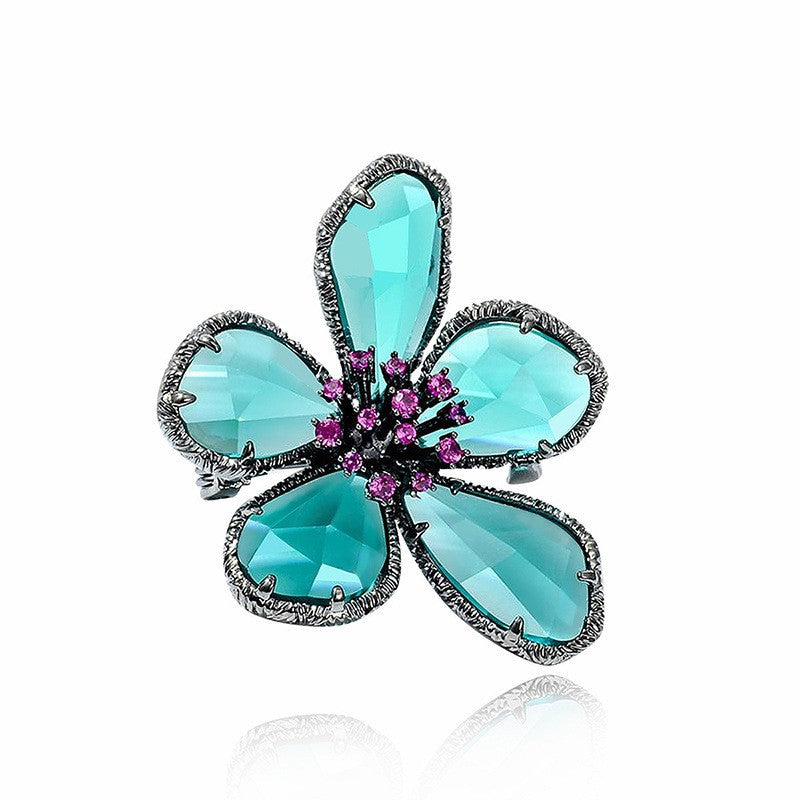 Golden Flower Pin Brooch, Elegant Floral Jewelry Accessory For Women