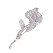 Silver Full Diamond Calla Lily (No Pearl)