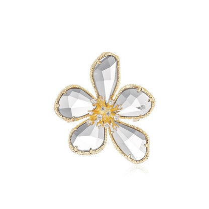 Golden Flower Pin Brooch, Elegant Floral Jewelry Accessory For Women