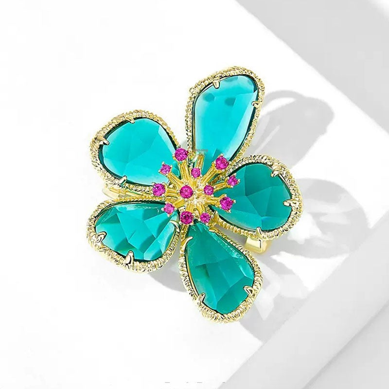 Golden Flower Pin Brooch, Elegant Floral Jewelry Accessory For Women