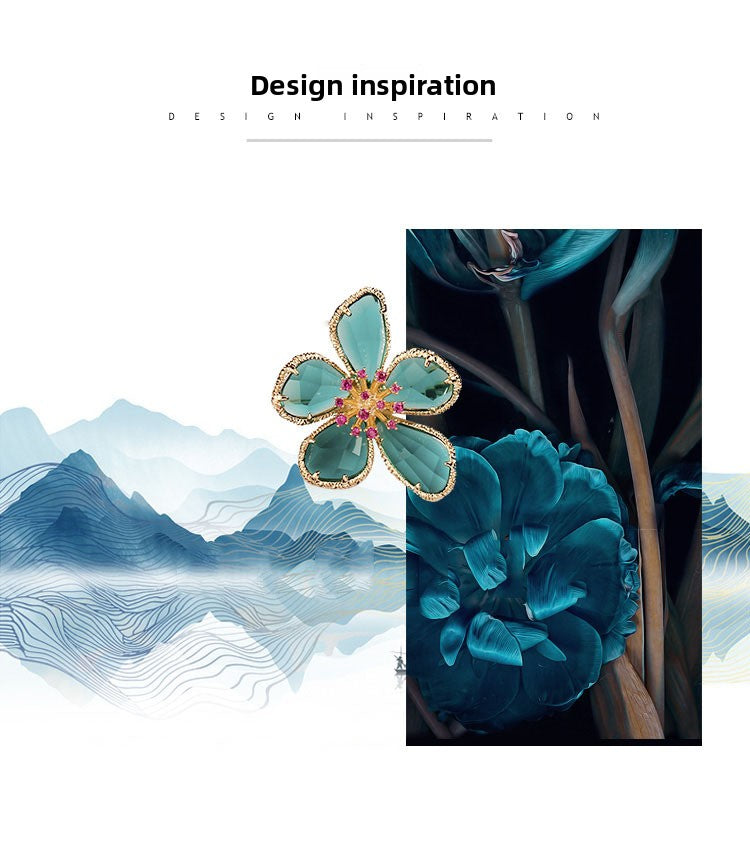 Golden Flower Pin Brooch, Elegant Floral Jewelry Accessory For Women