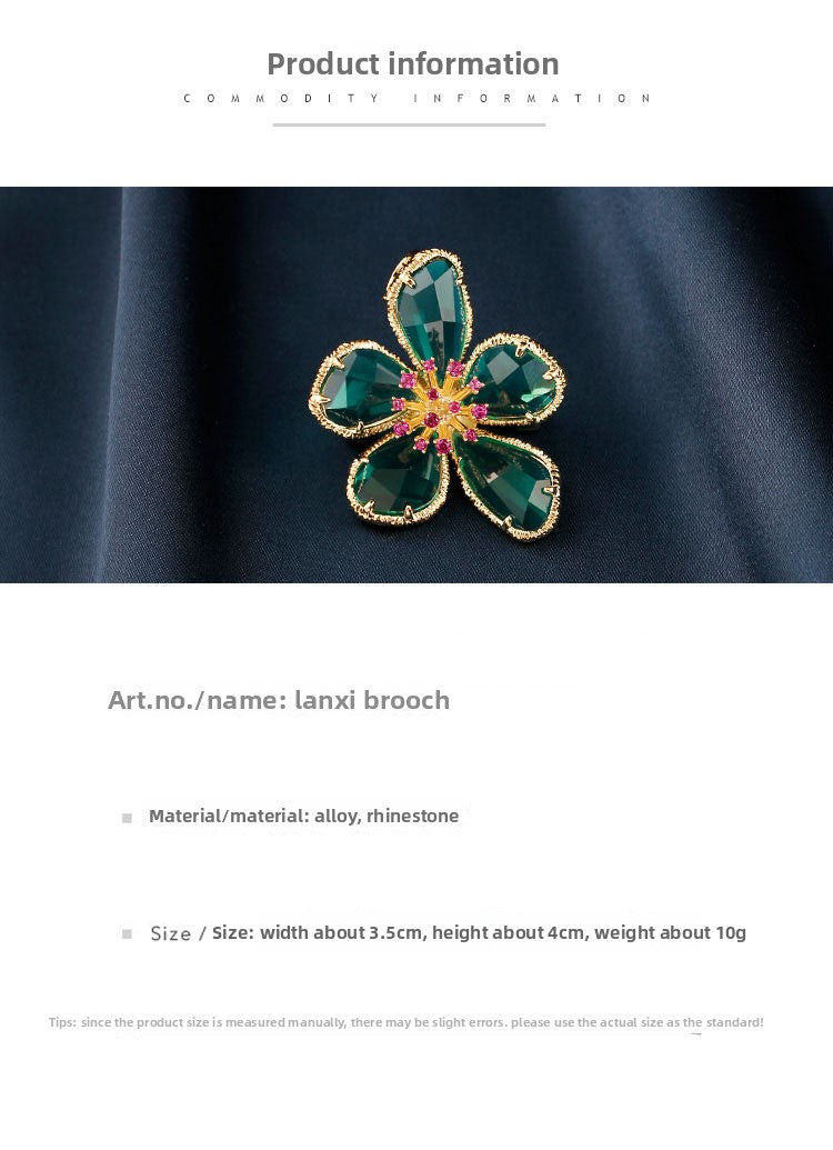 Golden Flower Pin Brooch, Elegant Floral Jewelry Accessory For Women