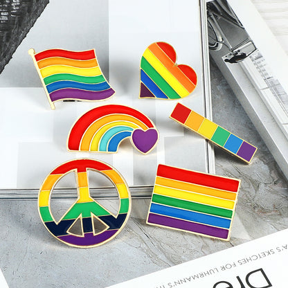 Rainbow Bridge Pin Brooches In Alloy Featuring Colorful Design