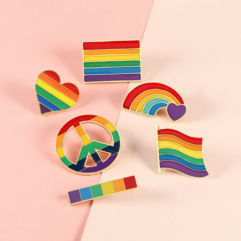 Rainbow Bridge Pin Brooches In Alloy Featuring Colorful Design