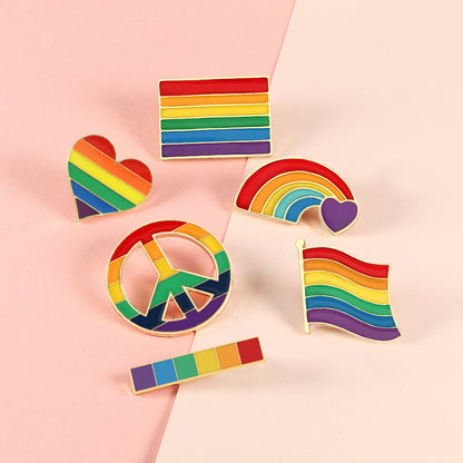 Rainbow Bridge Pin Brooches In Alloy Featuring Colorful Design
