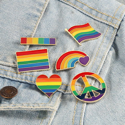 Rainbow Bridge Pin Brooches In Alloy Featuring Colorful Design