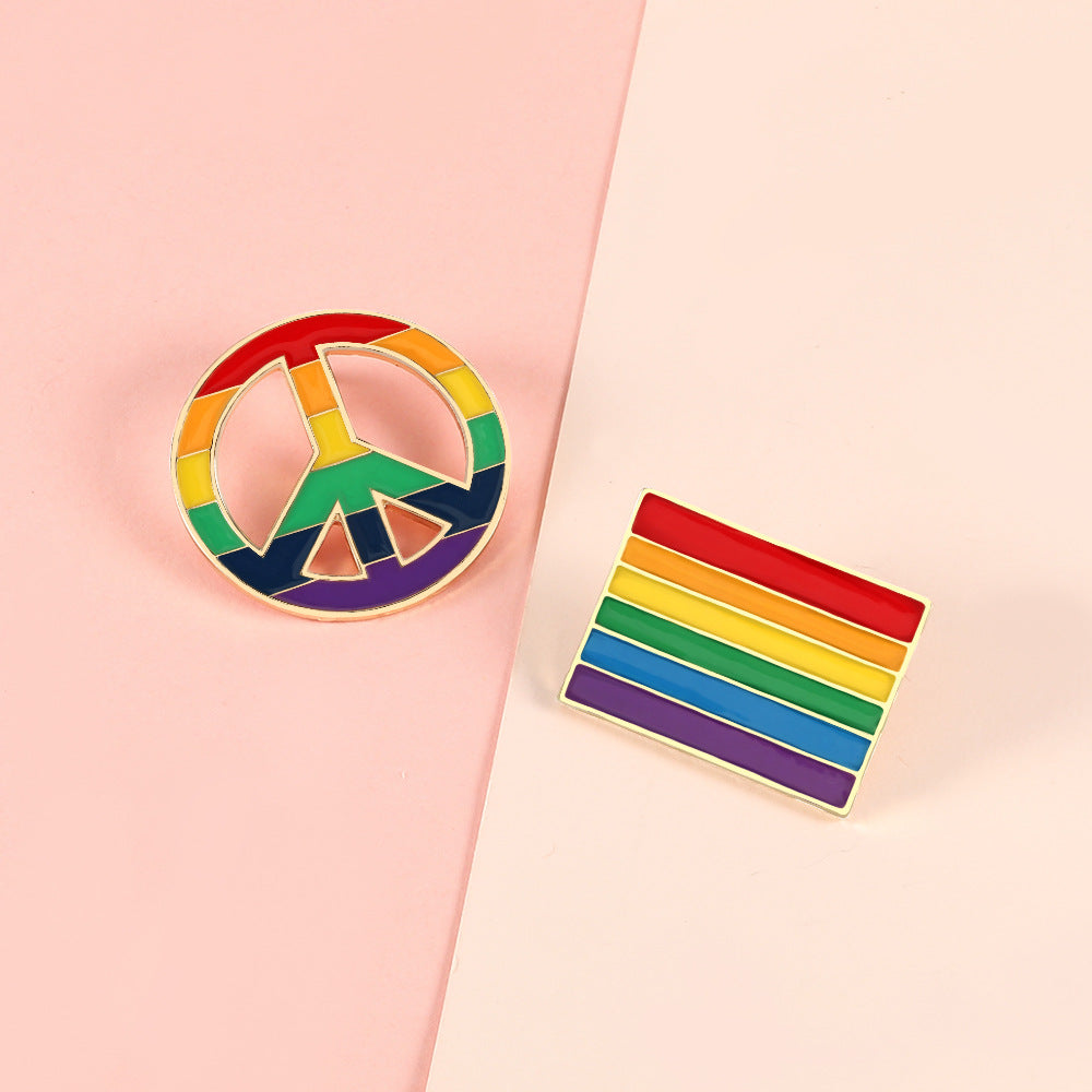 Rainbow Bridge Pin Brooches In Alloy Featuring Colorful Design