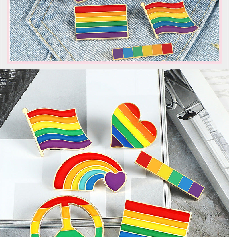 Rainbow Bridge Pin Brooches In Alloy Featuring Colorful Design