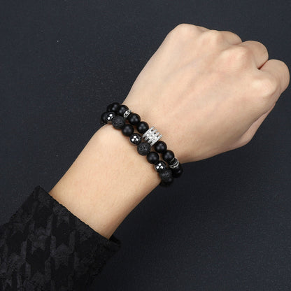 Men's Hip-Hop Cross Bracelet In Black Featuring Durable 304 Stainless Steel