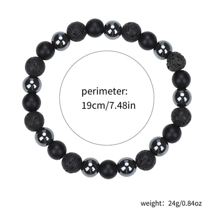 Natural Stone Skull Bracelet For Men In Black, 1 Set