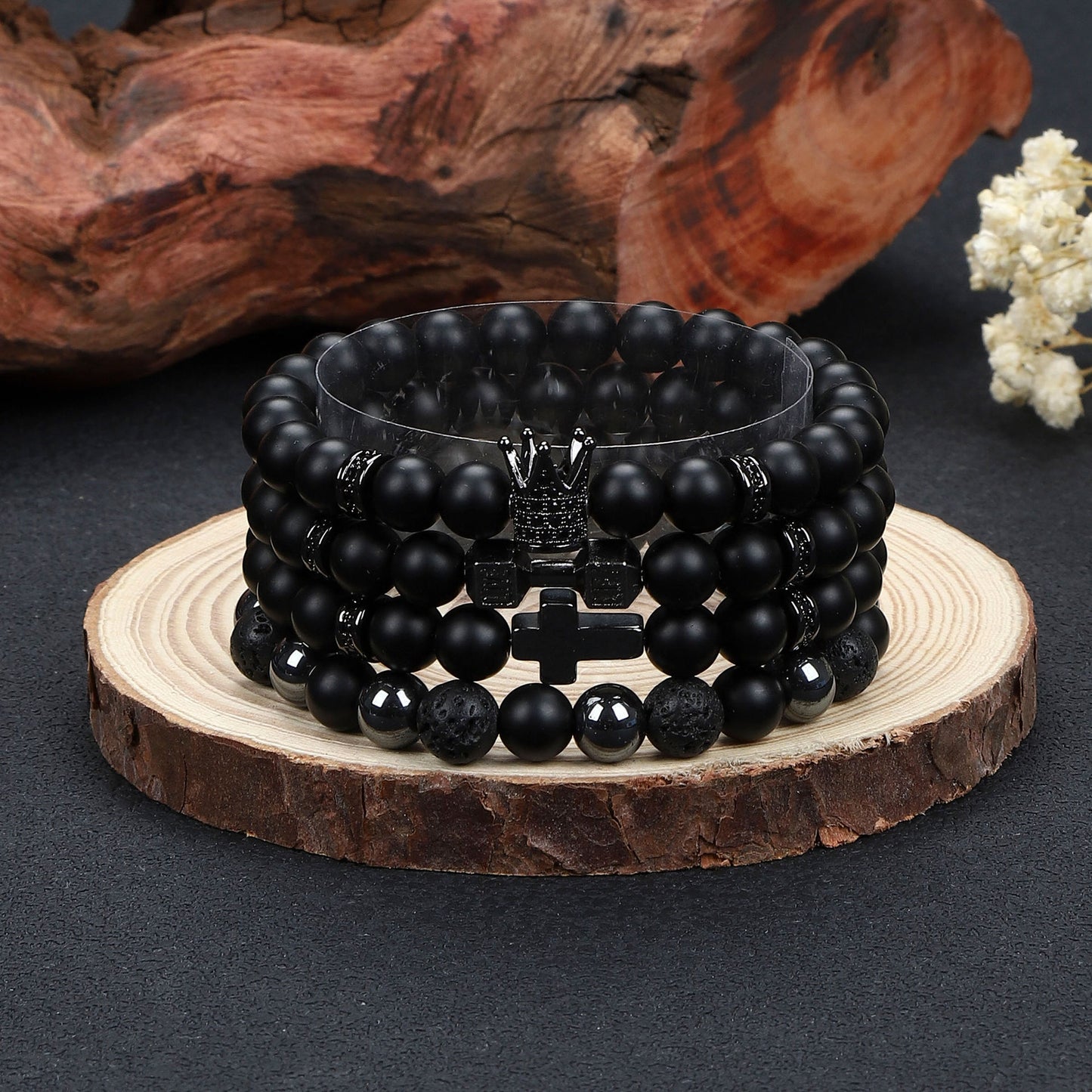 Men's Hip-Hop Cross Bracelet In Black Featuring Durable 304 Stainless Steel
