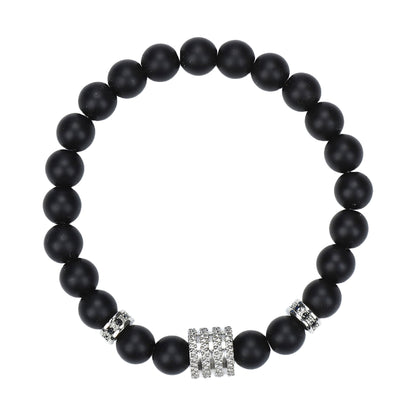 Natural Stone Skull Bracelet For Men In Black, 1 Set
