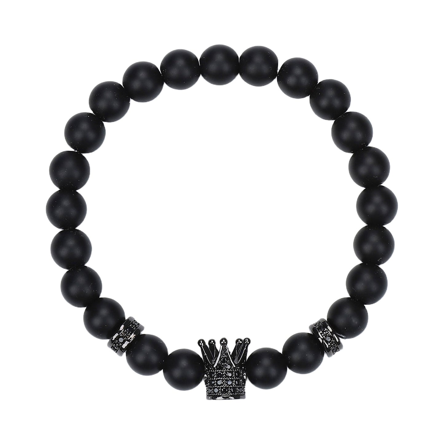Natural Stone Skull Bracelet For Men In Black, 1 Set