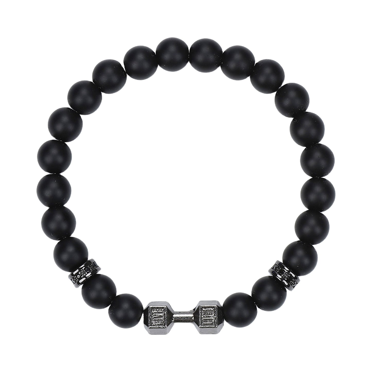 Natural Stone Skull Bracelet For Men In Black, 1 Set