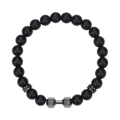 Natural Stone Skull Bracelet For Men In Black, 1 Set