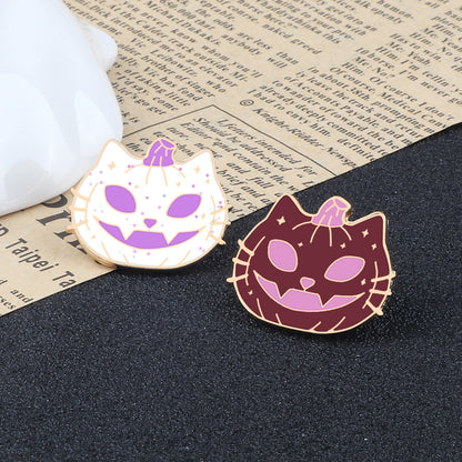 Pumpkin Pin Brooch In Alloy Featuring A Monster Fruit Design