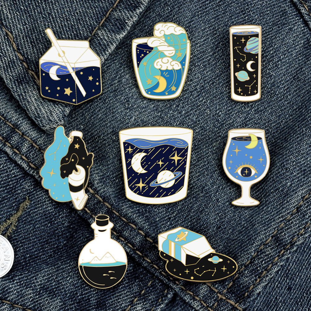 Universe Pattern Brooch Pin Featuring Multicolor Design For Stylish Accessory