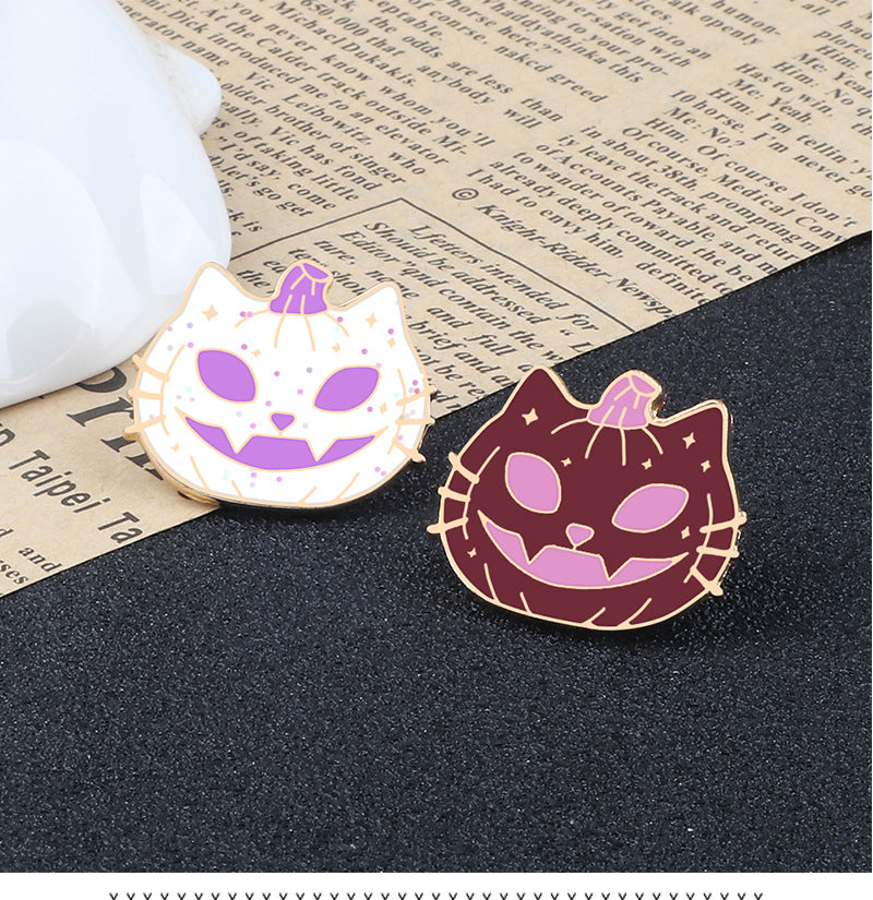 Pumpkin Pin Brooch In Alloy Featuring A Monster Fruit Design