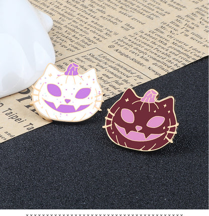 Pumpkin Pin Brooch In Alloy Featuring A Monster Fruit Design