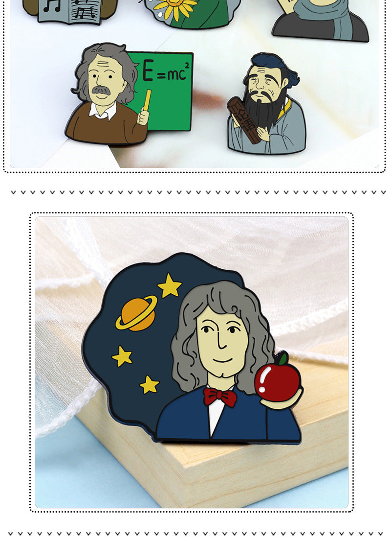 Pin Brooch Featuring Cartoon Character Portrait Inspired By Van Gogh Style