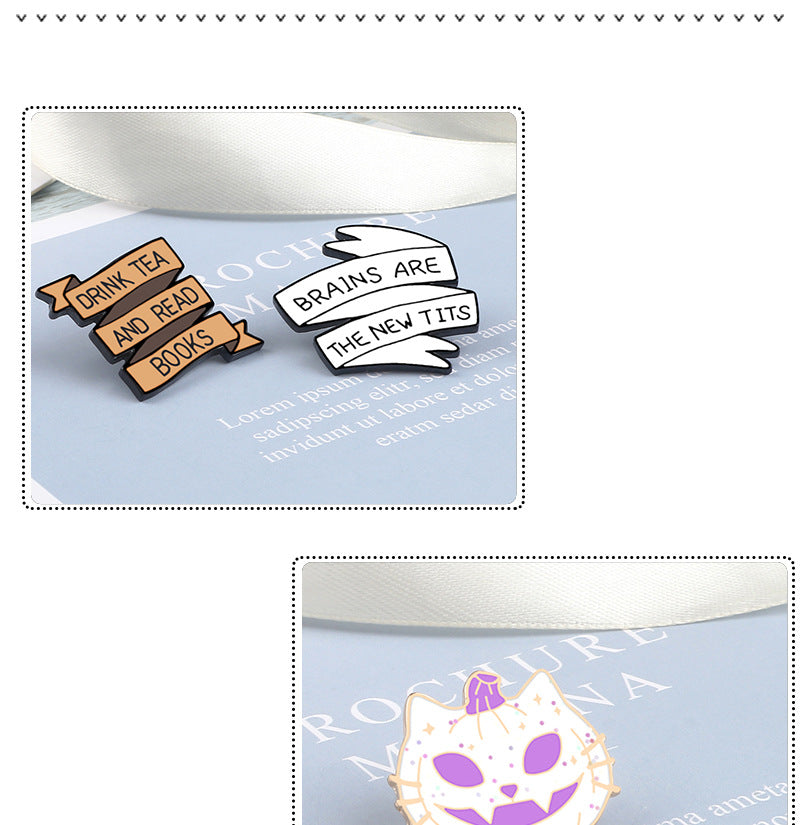 Pumpkin Pin Brooch In Alloy Featuring A Monster Fruit Design